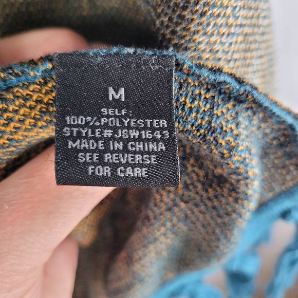 Jealous Tomato Southwestern Fringe Open Front Poncho Cardigan Sweater Medium - Picture 3 of 14